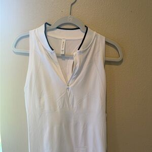 Athleta Momentum Polo Tank White L NWT Golf Tennis Pickleball Hiking Outdoor Run